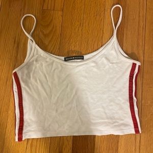 Brandy Melville white tank top with two red stripes on sides